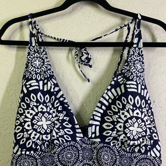 NICOLE MILLER Swimsuit Halter w/Gathered Sash Open Back Boho Print NWT - Picture 4 of 12